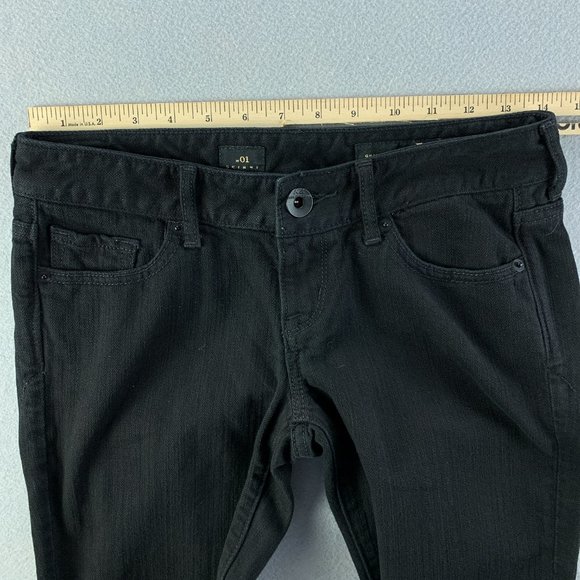 **SOLD**X2 Womens Jeans 2R 2 x 31.5" Black Skinny Low Rise Denim W01 - Picture 9 of 13